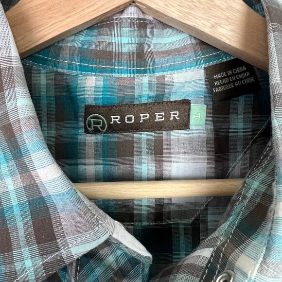 Roper Women's Large Plaid Print Embroidered Pearl Snap Western Shirt Long Sleeve - Picture 3 of 9